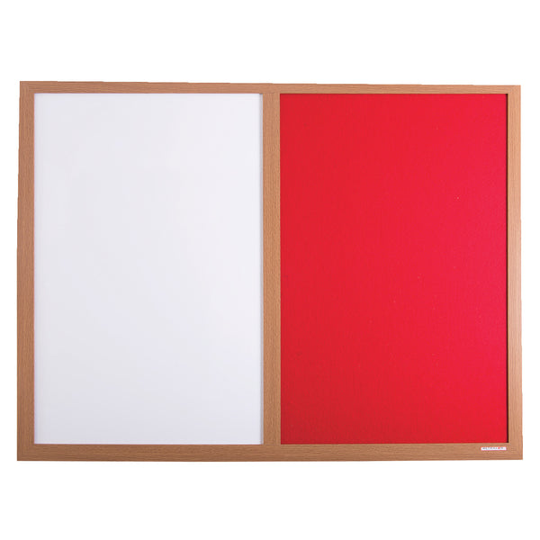 ECO FRAMED PIN-UP PEN BOARDS, Beech Effect Frame, 1800 x 1200mm height, Red