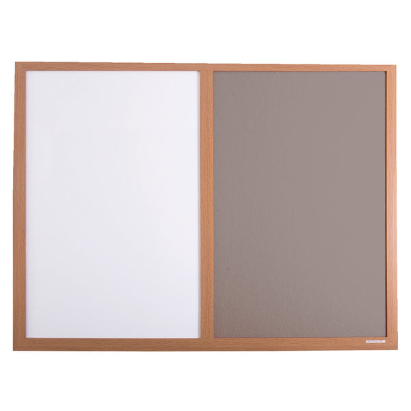 ECO FRAMED PIN-UP PEN BOARDS, Beech Effect Frame, 1800 x 1200mm height, Grey