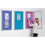 Spaceright Fire Retardant Noticeboards, Tamperproof, Side Hinged, 2400 x 1200mm - Double Door, Light Green