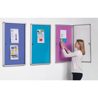 Spaceright Fire Retardant Noticeboards, Tamperproof, Top Hinged, 1200 x 900mm - Single Door, Light Blue