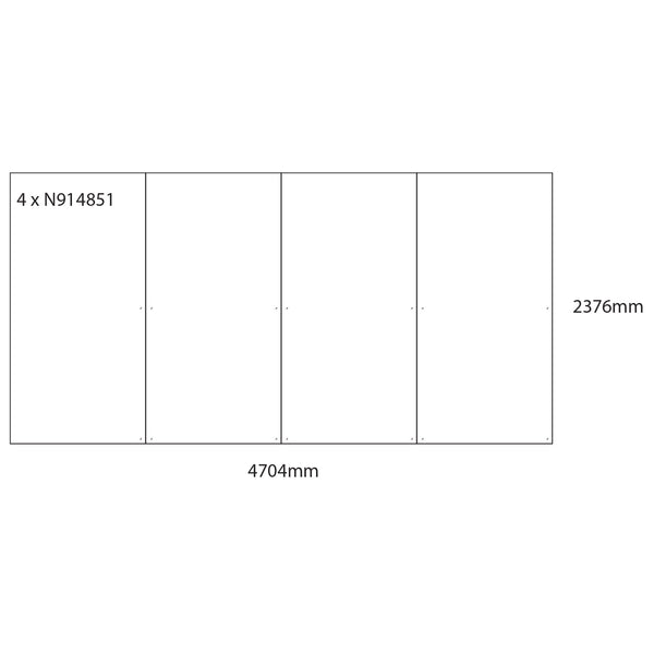 WHITEBOARDS, Whiteboard Wall Panel Kits, 2376 x 1176mm, Pack of, 4