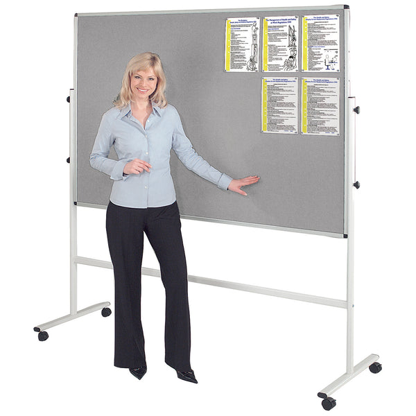 FADE RESISTANT MOBILE NOTICEBOARD, 1500 x 1200mm height, Grey