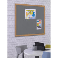 ECO FRAMED FELT NOTICEBOARDS, Beech Effect Frame, 1800 x 1200mm, Grey