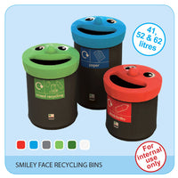 RECYCLING BINS, SMILEY FACE, Grey, Each