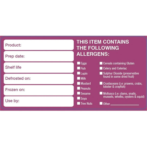 Allergen Checklist Labels, ALLERGEN SIGNAGE & LABELLING, Roll of, 500 labels