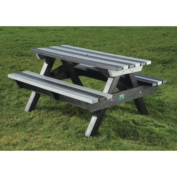 MARMAX RECYCLED PLASTIC PRODUCTS, Heavy Duty Picnic Table, Adult, Black & Grey, Each