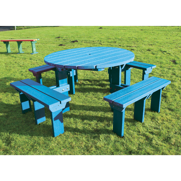 MARMAX RECYCLED PLASTIC PRODUCTS, Circular Junior Picnic Table, Blue, Each