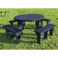 MARMAX RECYCLED PLASTIC PRODUCTS, Circular Junior Picnic Table, Black, Each