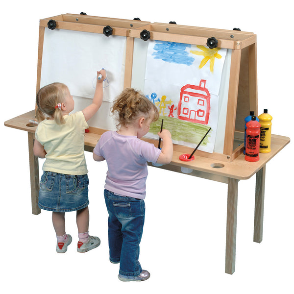 SOLID BEECH FRAMED EASELS, Magnetic Dry Wipe, 2 Sided - 4 Boards, Each