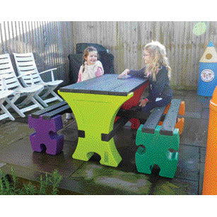 TABLE & BENCH SETS, JUNIOR JIGSAW TABLE & BENCH, Multicoloured, Per Set
