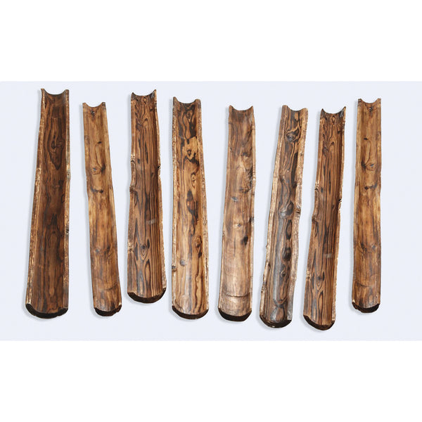 WOODEN CHANNELLING, Set of 8
