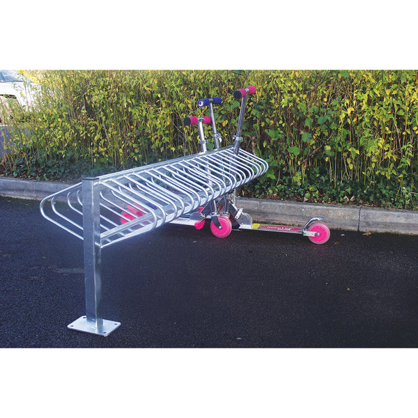 Double-sided, Floor Mounted, SCHOOL SCOOTER RACKS, 30 scooter 2.25m width, Each