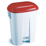 Small, PEDAL BINS WITH COLOURED LIDS, Red Lid, Each