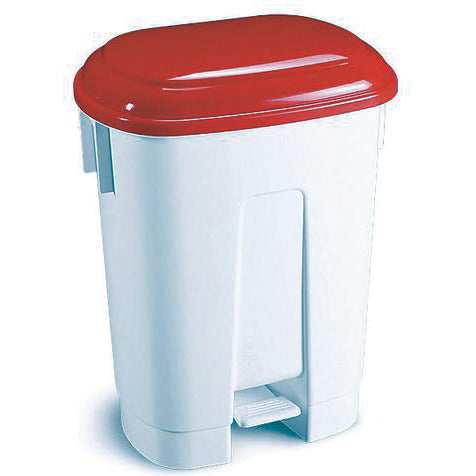 Large, PEDAL BINS WITH COLOURED LIDS, Red Lid, Each
