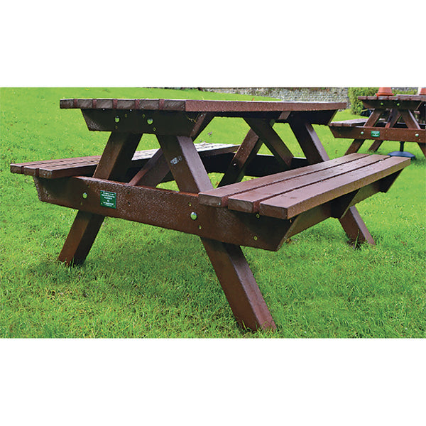 MARMAX RECYCLED PLASTIC PRODUCTS, Heavy Duty Picnic Table, Adult, Brown, Each