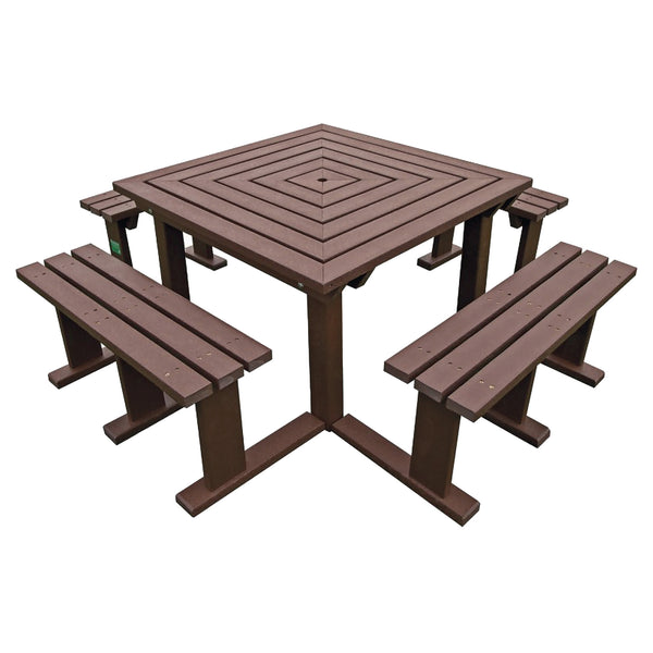 MARMAX RECYCLED PLASTIC PRODUCTS, Octobrunch Picnic Table, Junior, Brown, Each