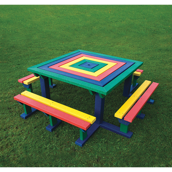 MARMAX RECYCLED PLASTIC PRODUCTS, Octobrunch Picnic Table, Junior, Rainbow, Each