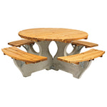 CONCRETE & TIMBER, Round Picnic Table, Timber, 8 Seater, Each