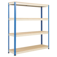 STEEL SHELVING, RAPID 1 HEAVY DUTY BOLTLESS SHELVING, Without Archive Boxes, 4 Level, 1980 x 1830mm (hxw) - Max. UDL per shelf 610kg, Blue/Grey, Each