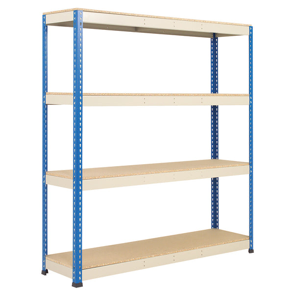 STEEL SHELVING, RAPID 1 HEAVY DUTY BOLTLESS SHELVING, Without Archive Boxes, 4 Level, 1980 x 1830mm (hxw) - Max. UDL per shelf 610kg, Blue/Grey, Each