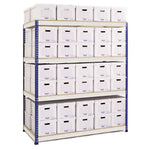 STEEL SHELVING, RAPID 1 HEAVY DUTY BOLTLESS SHELVING, 6 Level - With Archive Boxes, 455mm, 1800 (inc. top box) x 1120mm (hxw) - Max. UDL per shelf 350kg , 18 box single depth, Each