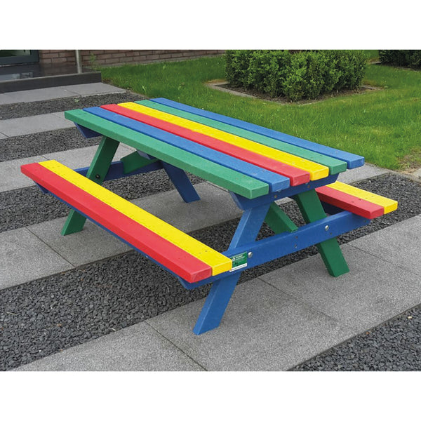 MARMAX RECYCLED PLASTIC PRODUCTS, Heavy Duty Picnic Table, Junior, Rainbow, Each