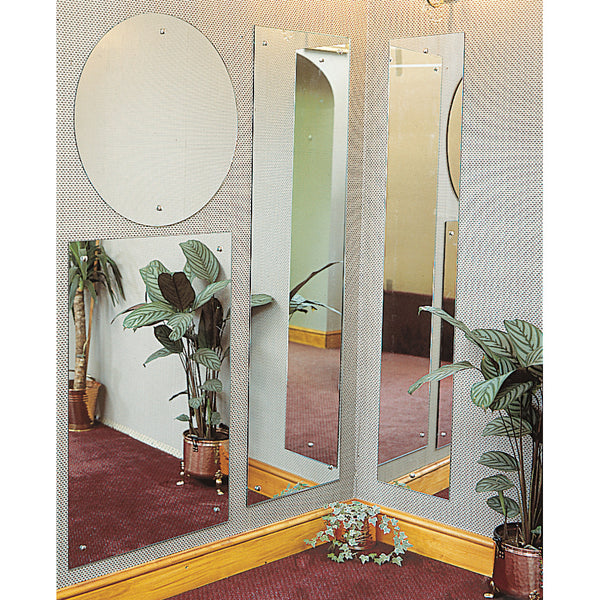 GLASS WALL MIRROR WITH SAFETY FILM BACKING, 600 x 450mm Rectangular, Each