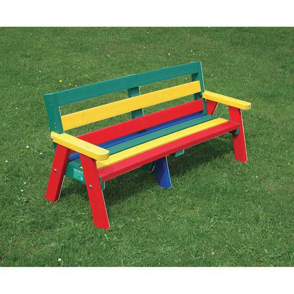 MARMAX RECYCLED PLASTIC PRODUCTS, Sloper Bench 3 Seater, Junior, Rainbow, Each